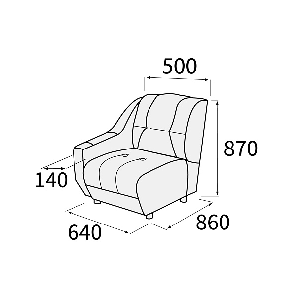 картинка Модуль 1-но местный с левым подлокотником Альфа 1Лев