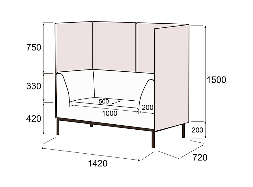 картинка Диван 2-х местный Ультра Купе Д2К
