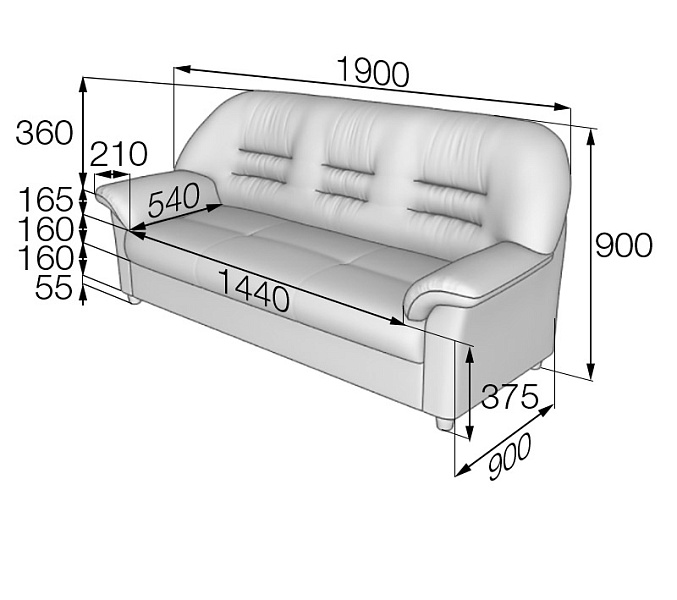 картинка Диван 3-местный Премьер P3-2
