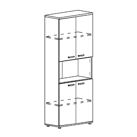Шкаф для документов 4-дверный с открытой нишей Albero А4 9374