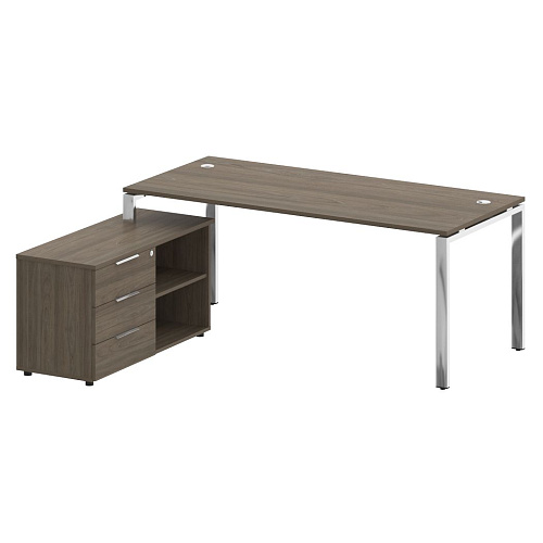 Стол рабочий руководителя с опорной тумбой левый 190x162 см Metal System БГ.СРТ-5.8 Л