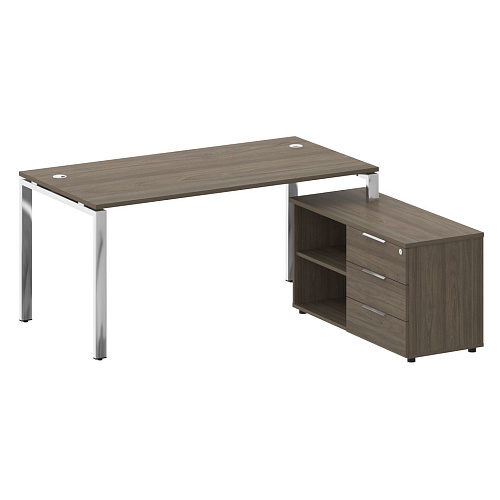 Стол рабочий руководителя с опорной тумбой правый 170x162 см Metal System БГ.СРТ-4.8 Пр