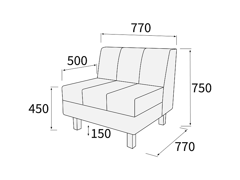 картинка Модуль 1-но местный без подлокотников Лима 1С