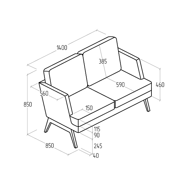картинка Диван Everprof Marko двухместный EV-MR-02
