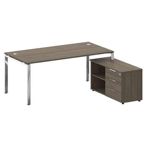 Стол рабочий руководителя с опорной тумбой правый 190x172 см Metal System БГ.СРТ-5.9 Пр