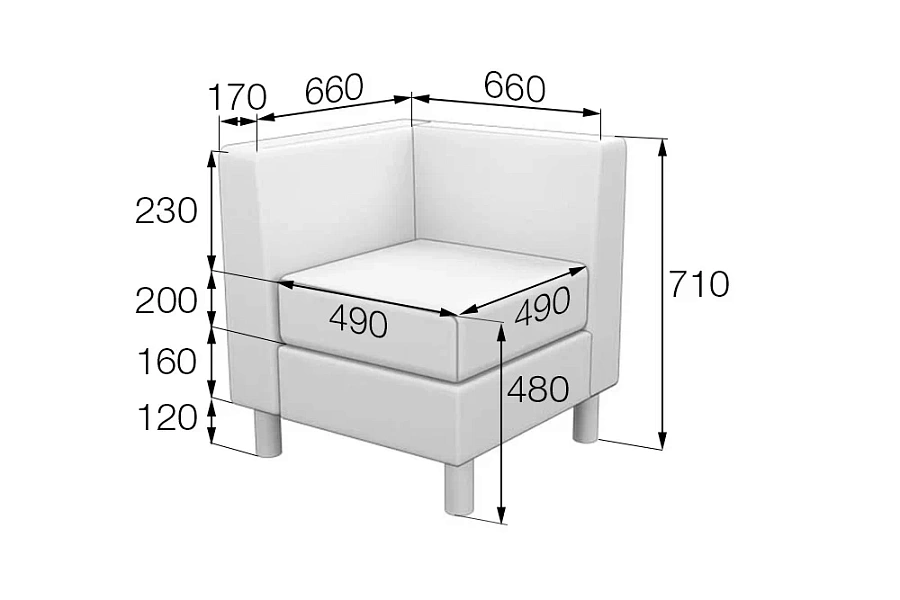 картинка Модуль угловой правый/левый Домино DmC-R/L