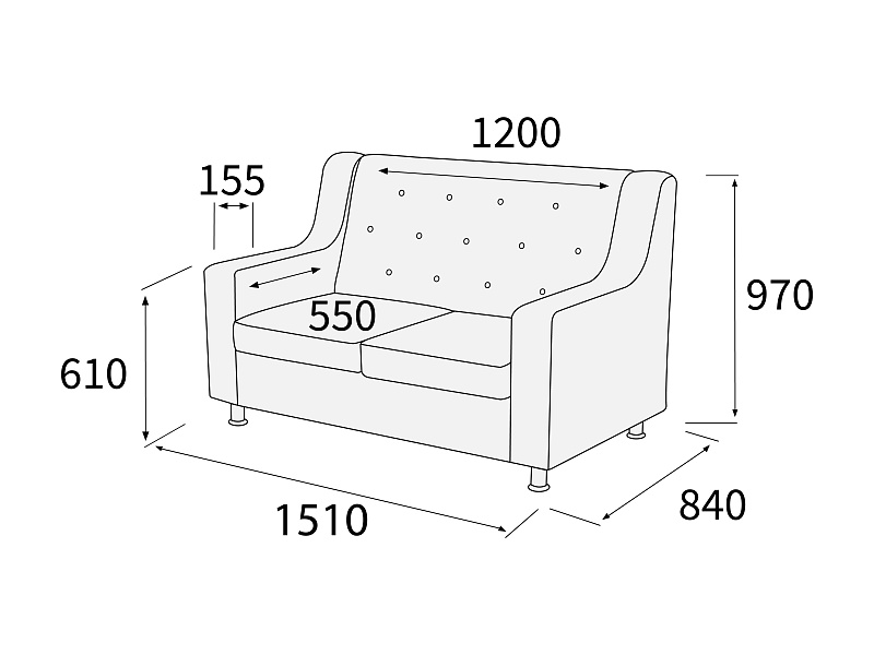 картинка Диван 2-х местный МирЭль Люкс Д2