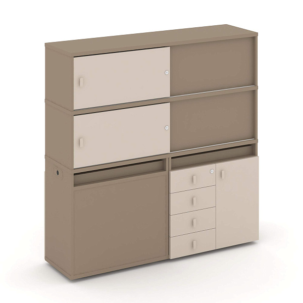 картинка Тумба двойная + высокая надставка Estetica ES.NB.2V-25