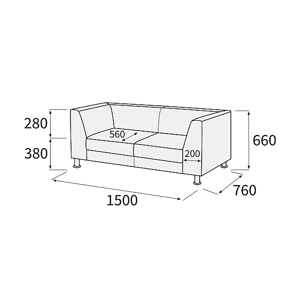 картинка Диван 2-х местный Омега-люкс Д2
