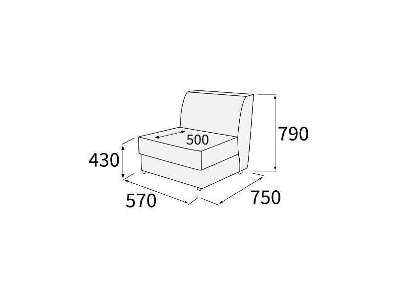 картинка Модуль 1-но местный без подлокотников Омега 1С