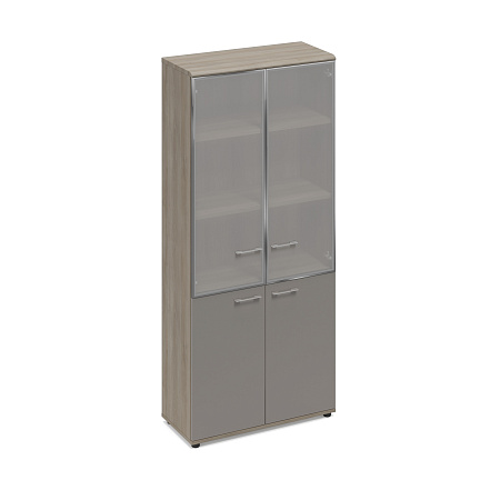 Шкаф со стеклянными дверьми в алюминиевой рамке (топ МДФ) Time МР 9380 МП/ВЛ/ВЛ