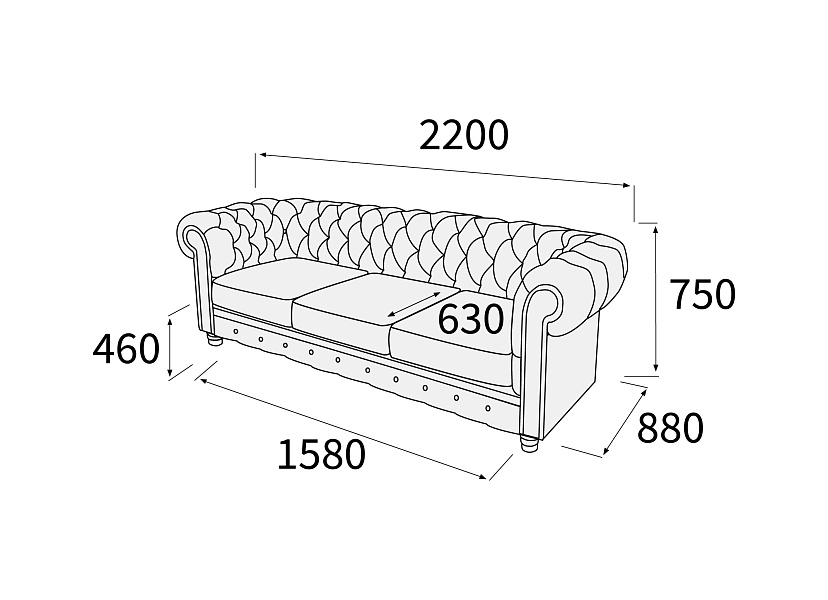 картинка Диван 3-х местный Альфа Честер Д3