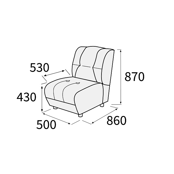 картинка Модуль 1-но местный без подлокотников Альфа 1С