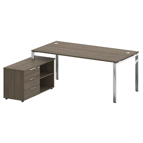 Стол рабочий руководителя с опорной тумбой левый 190x172 см Metal System БГ.СРТ-5.9 Л