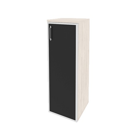 Шкаф офисный средний узкий правый (1 средний фасад стекло лакобель в раме) Оникс (ONIX) O.SU-2.4R(R) white/black