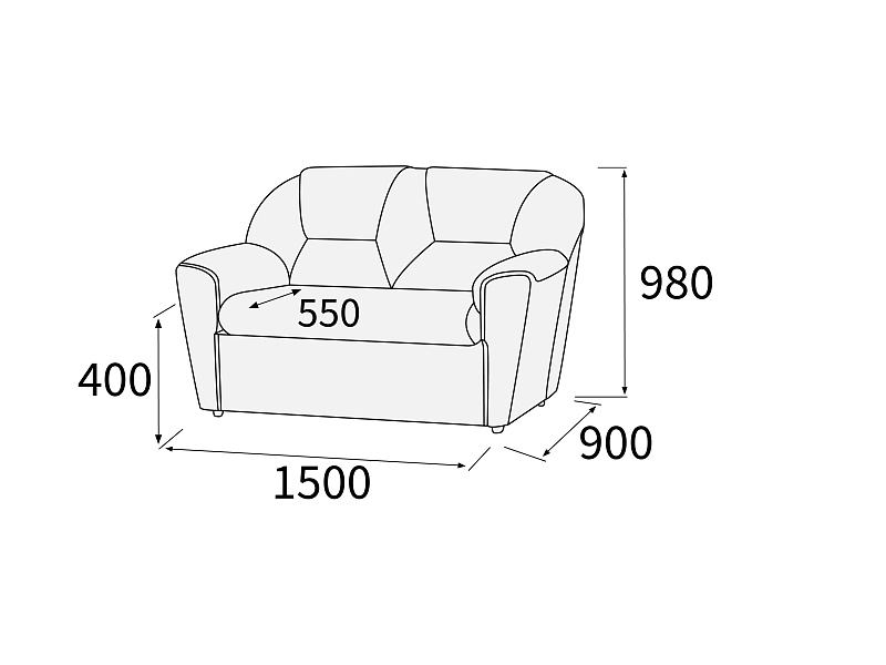 картинка Диван 2-х местный Дельта-лайт Д2