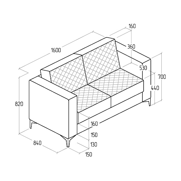 картинка Диван Everprof Aston двухместный EV-AT-02