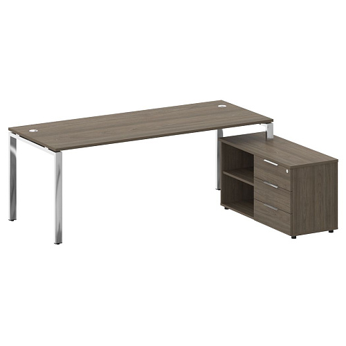 Стол рабочий руководителя с опорной тумбой правый 210x162 см Metal System БГ.СРТ-6.8 Пр