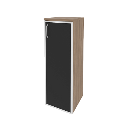 Шкаф офисный средний узкий правый (1 средний фасад стекло лакобель в раме) Оникс (ONIX) O.SU-2.4R(R) white/black