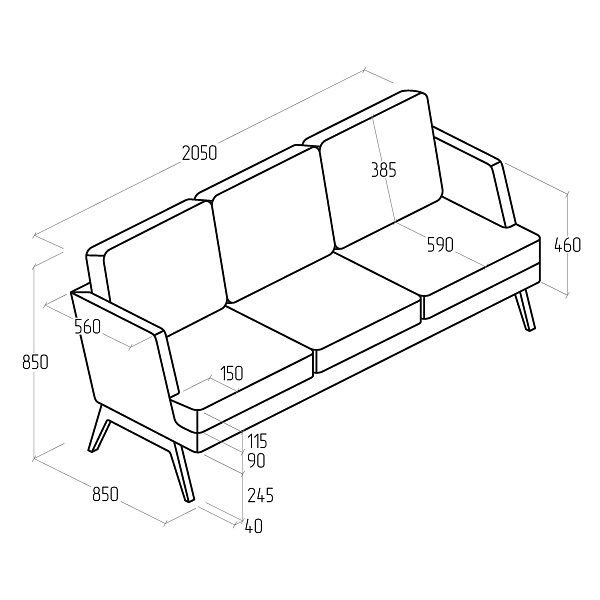 картинка Диван Everprof Marko трехместный EV-MR-03
