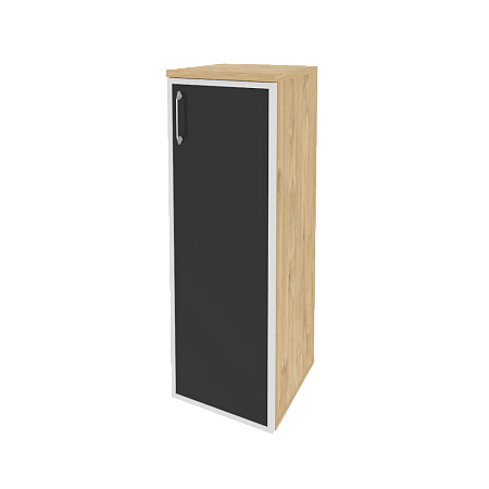 Шкаф офисный средний узкий правый (1 средний фасад стекло лакобель в раме) Оникс (ONIX) O.SU-2.4R(R) white/black