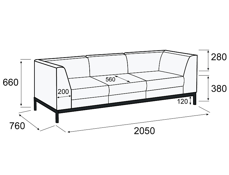 картинка Диван 3-х местный Омега Стил Д3