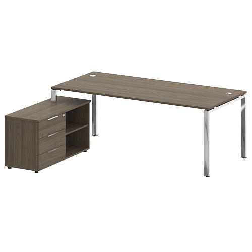 Стол рабочий руководителя с опорной тумбой левый 210x172 см Metal System БГ.СРТ-6.9 Л