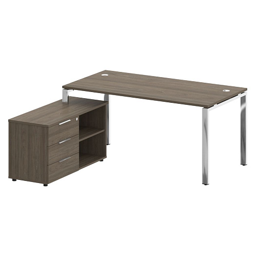 Стол рабочий руководителя с опорной тумбой левый 170x162 см Metal System БГ.СРТ-4.8 Л