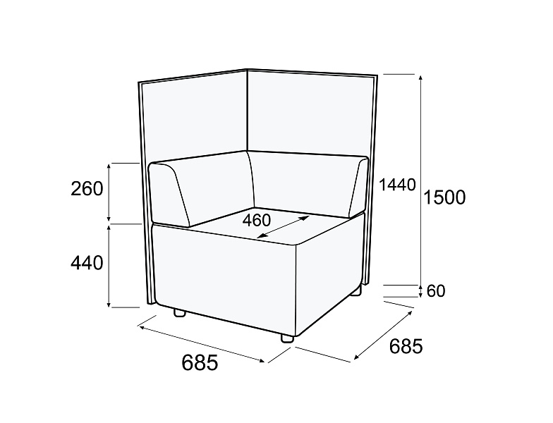 картинка Модуль угловой купе Гамма купе У90К