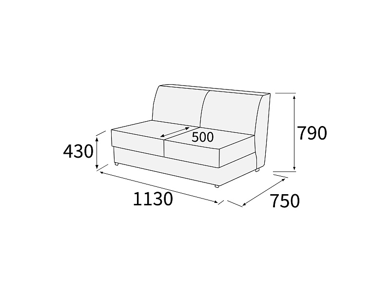 картинка Модуль 2-х местный без подлокотников Омега 2С